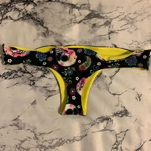 Sugar Skull Brazilian Bikini Bottom Reversible M